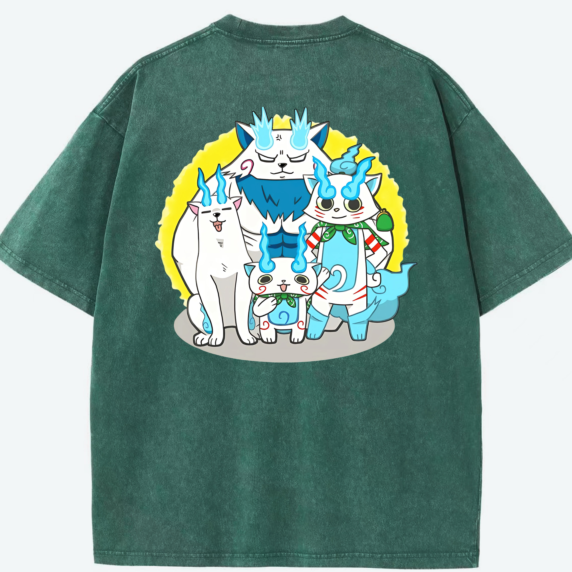 （画像用） 妖怪ウォッチ Yo-kai Watch 綿100% ヴィンテージ風 半袖Tシャツ（背面プリント）